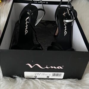 Nina Black Strappy Heels